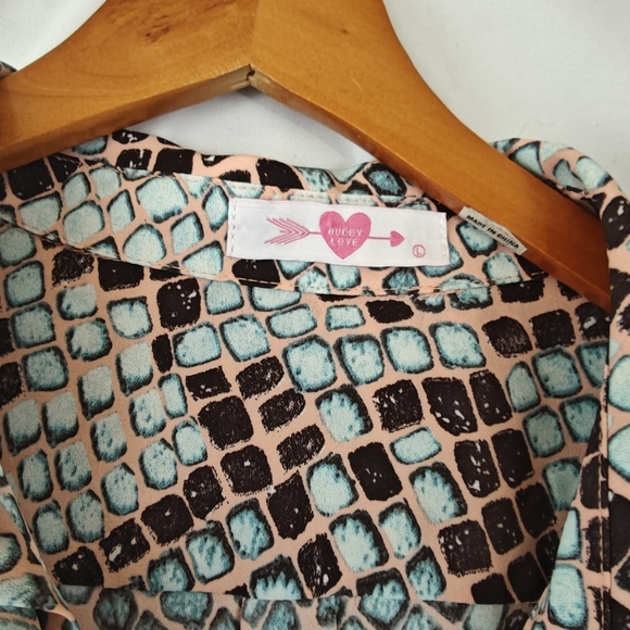 BUDDY LOVE MALIKA Snake Print Button Up Tunic Long Sleeve Size Large Women's - Picture 7 of 7